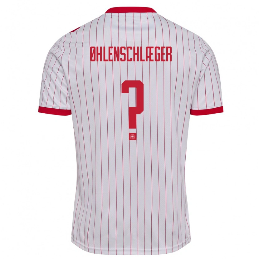Danxen Niño Camiseta Dinamarca Oskar Øhlenschlæger #0 Blanco Rojo 2ª Equipación 26-28 La Camisa México