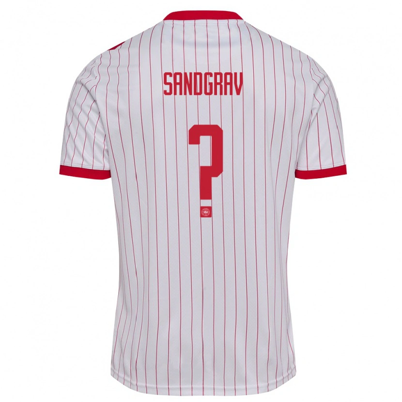 Danxen Niño Camiseta Dinamarca Lauge Sandgrav #0 Blanco Rojo 2ª Equipación 26-28 La Camisa México