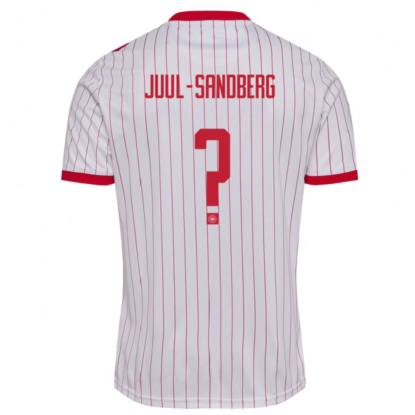 Danxen Niño Camiseta Dinamarca Nikolaj Juul-Sandberg #0 Blanco Rojo 2ª Equipación 26-28 La Camisa México
