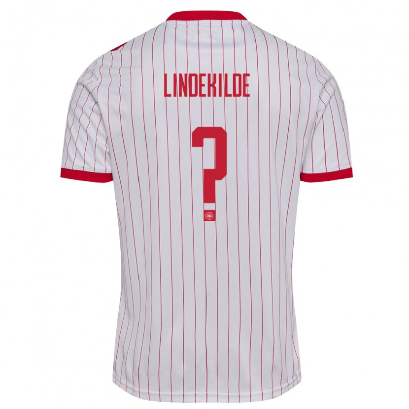 Danxen Niño Camiseta Dinamarca Jonatan Lindekilde #0 Blanco Rojo 2ª Equipación 26-28 La Camisa México