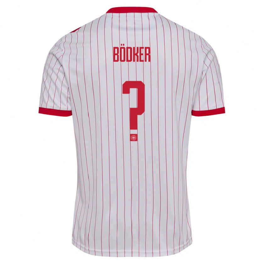 Danxen Niño Camiseta Dinamarca Oliver Bödker #0 Blanco Rojo 2ª Equipación 26-28 La Camisa México