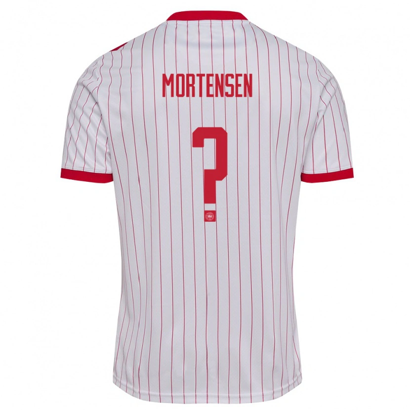 Danxen Niño Camiseta Dinamarca Malthe Mortensen #0 Blanco Rojo 2ª Equipación 26-28 La Camisa México