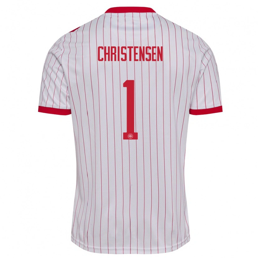 Danxen Niño Camiseta Dinamarca Lene Christensen #1 Blanco Rojo 2ª Equipación 26-28 La Camisa México