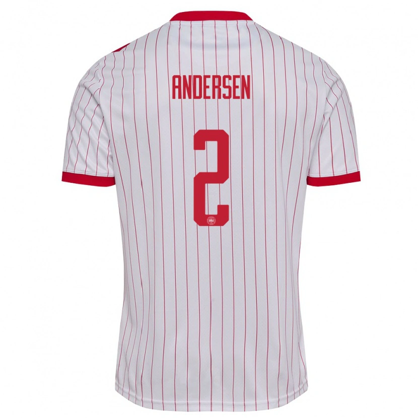 Danxen Niño Camiseta Dinamarca Joachim Andersen #2 Blanco Rojo 2ª Equipación 26-28 La Camisa México