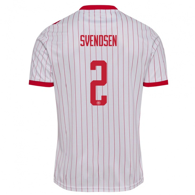 Danxen Niño Camiseta Dinamarca Oliver Svendsen #2 Blanco Rojo 2ª Equipación 26-28 La Camisa México