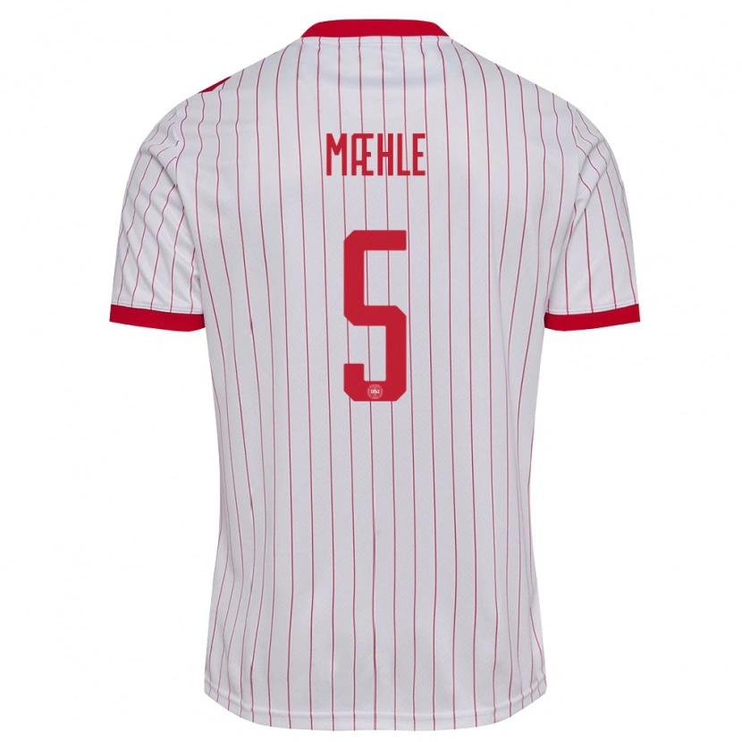 Danxen Niño Camiseta Dinamarca Joakim Maehle #5 Blanco Rojo 2ª Equipación 26-28 La Camisa México