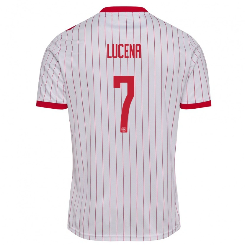 Danxen Niño Camiseta Dinamarca Julius Lucena #7 Blanco Rojo 2ª Equipación 26-28 La Camisa México