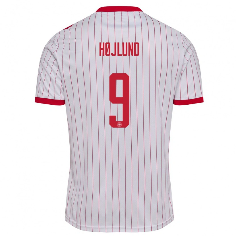 Danxen Niño Camiseta Dinamarca Rasmus Højlund #9 Blanco Rojo 2ª Equipación 26-28 La Camisa México
