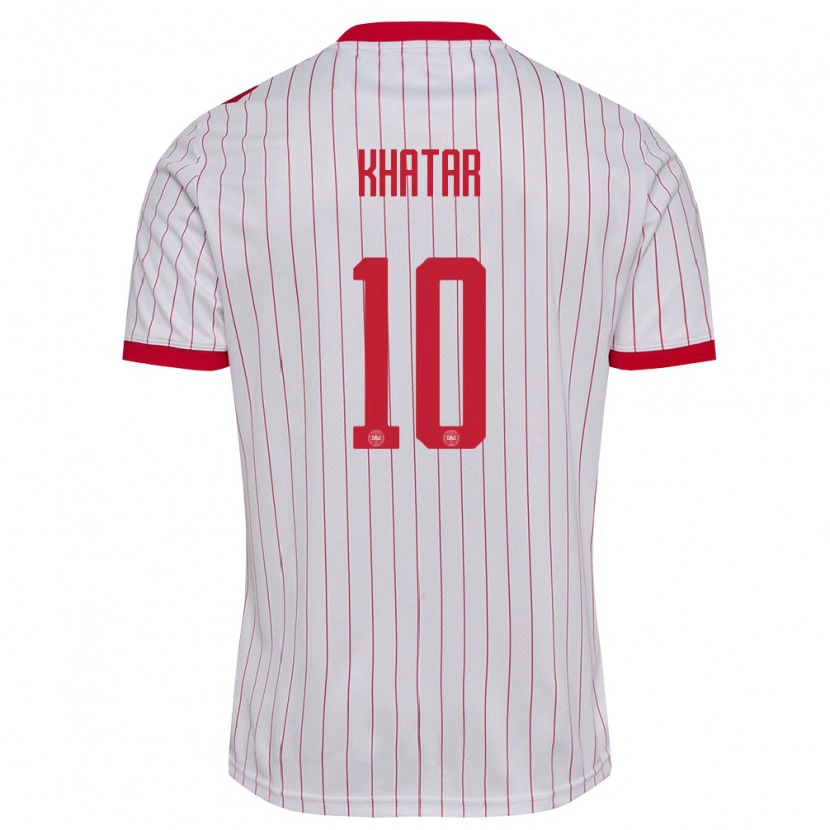 Danxen Niño Camiseta Dinamarca Omran Khatar #10 Blanco Rojo 2ª Equipación 26-28 La Camisa México