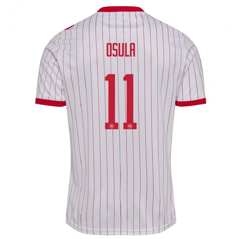 Danxen Niño Camiseta Dinamarca William Osula #11 Blanco Rojo 2ª Equipación 26-28 La Camisa México