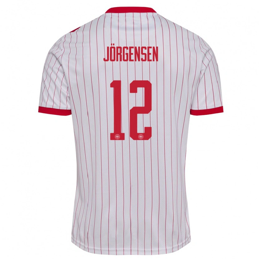 Danxen Niño Camiseta Dinamarca Thomas Jørgensen #12 Blanco Rojo 2ª Equipación 26-28 La Camisa México