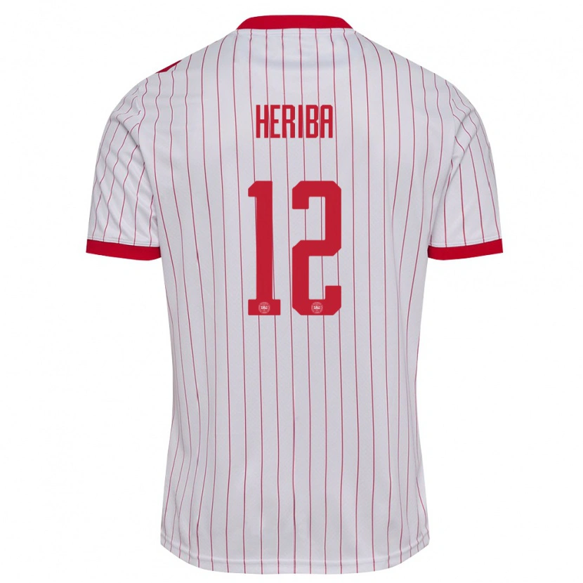 Danxen Niño Camiseta Dinamarca Louie Heriba #12 Blanco Rojo 2ª Equipación 26-28 La Camisa México