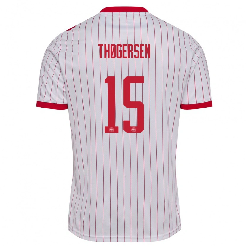Danxen Niño Camiseta Dinamarca Frederikke Thøgersen #15 Blanco Rojo 2ª Equipación 26-28 La Camisa México