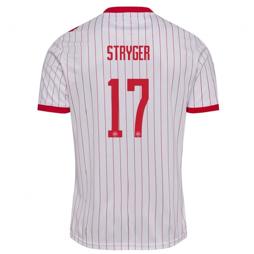 Danxen Niño Camiseta Dinamarca Jens Stryger Larsen #17 Blanco Rojo 2ª Equipación 26-28 La Camisa México