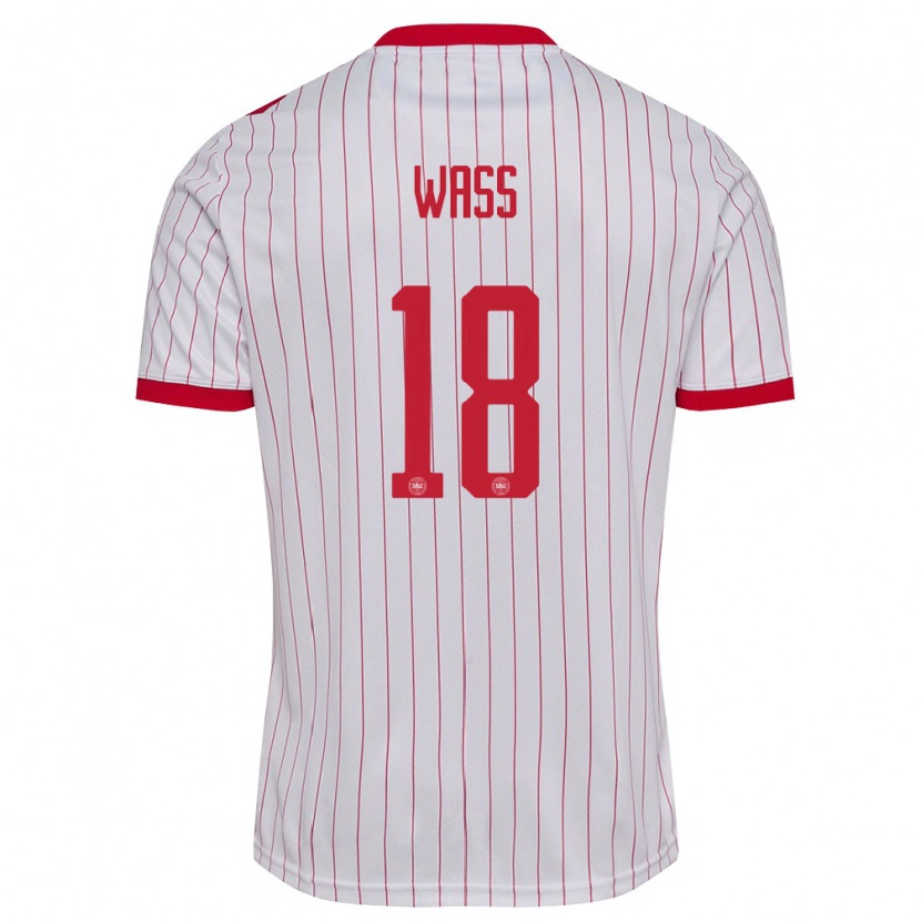 Danxen Niño Camiseta Dinamarca Daniel Wass #18 Blanco Rojo 2ª Equipación 26-28 La Camisa México