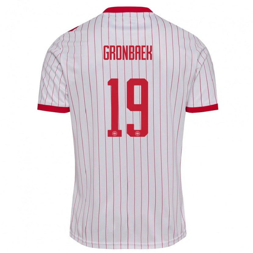 Danxen Niño Camiseta Dinamarca Albert Gronbaek #19 Blanco Rojo 2ª Equipación 26-28 La Camisa México