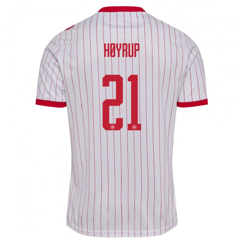Danxen Niño Camiseta Dinamarca Hector Høyrup #21 Blanco Rojo 2ª Equipación 26-28 La Camisa México