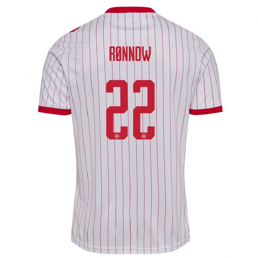 Danxen Niño Camiseta Dinamarca Frederik Rönnow #22 Blanco Rojo 2ª Equipación 26-28 La Camisa México