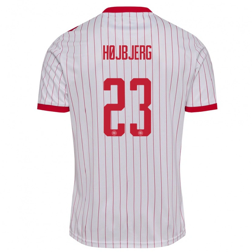 Danxen Niño Camiseta Dinamarca Pierre-Emile Højbjerg #23 Blanco Rojo 2ª Equipación 26-28 La Camisa México