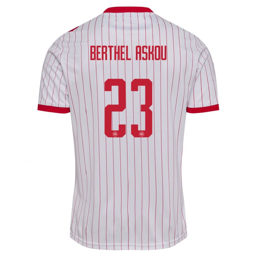 Danxen Niño Camiseta Dinamarca Julius Berthel Askou #23 Blanco Rojo 2ª Equipación 26-28 La Camisa México