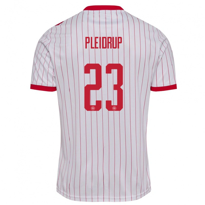 Danxen Niño Camiseta Dinamarca Caroline Pleidrup #23 Blanco Rojo 2ª Equipación 26-28 La Camisa México