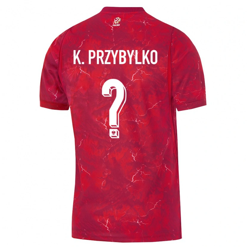 Danxen Niño Camiseta Polonia Kacper Przybyłko #0 Rojo Blanco 2ª Equipación 26-28 La Camisa México