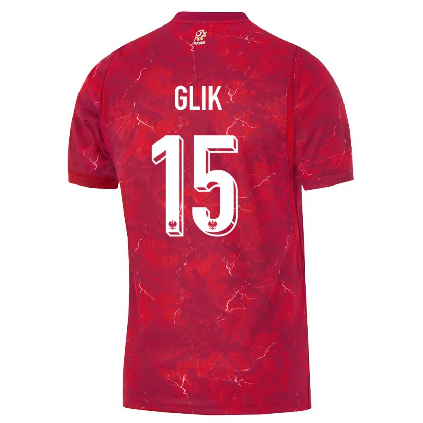 Danxen Niño Camiseta Polonia Kamil Glik #15 Rojo Blanco 2ª Equipación 26-28 La Camisa México