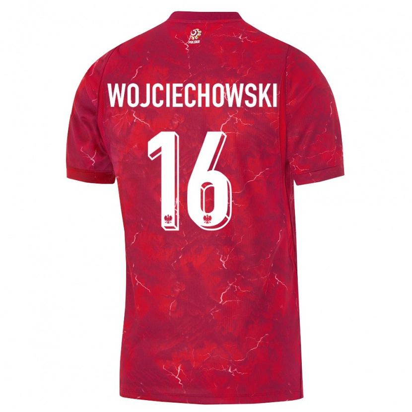 Danxen Niño Camiseta Polonia Oliwier Wojciechowski #16 Rojo Blanco 2ª Equipación 26-28 La Camisa México