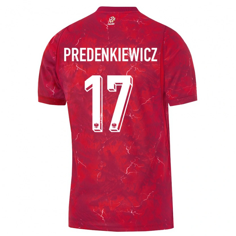 Danxen Niño Camiseta Polonia Marcel Predenkiewicz #17 Rojo Blanco 2ª Equipación 26-28 La Camisa México