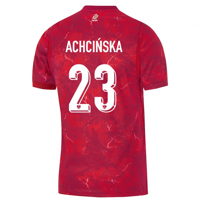 Danxen Niño Camiseta Polonia Adriana Achcinska #23 Rojo Blanco 2ª Equipación 26-28 La Camisa México