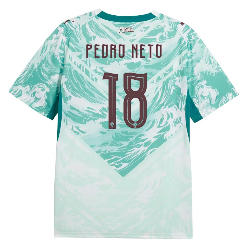 Danxen Niño Camiseta Portugal Pedro Neto #18 Azul Cielo Blanco Verde 2ª Equipación 26-28 La Camisa México