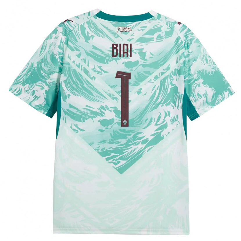 Danxen Niño Camiseta Portugal Celton Biai #1 Azul Cielo Blanco Verde 2ª Equipación 26-28 La Camisa México