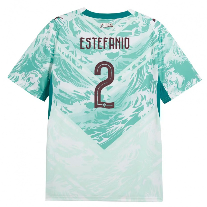 Danxen Niño Camiseta Portugal Estefânio #2 Azul Cielo Blanco Verde 2ª Equipación 26-28 La Camisa México