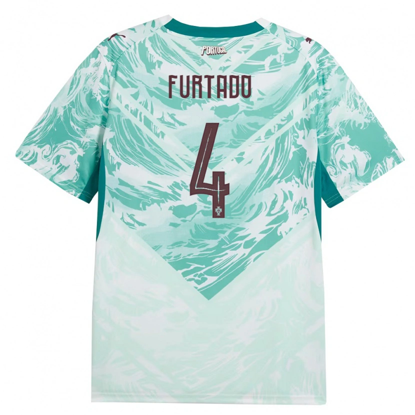 Danxen Niño Camiseta Portugal Mauro Furtado #4 Azul Cielo Blanco Verde 2ª Equipación 26-28 La Camisa México