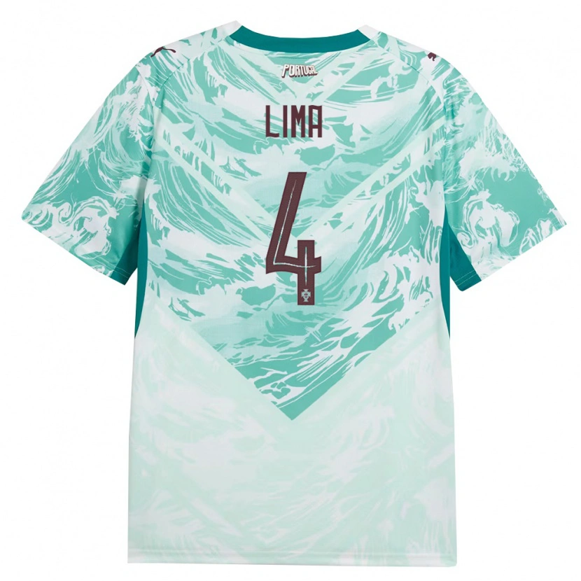 Danxen Niño Camiseta Portugal Bernardo Lima #4 Azul Cielo Blanco Verde 2ª Equipación 26-28 La Camisa México