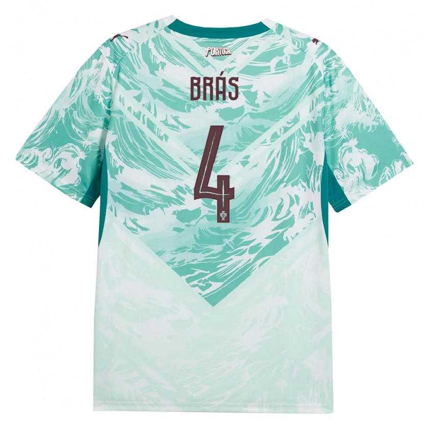 Danxen Niño Camiseta Portugal Gabi Bras #4 Azul Cielo Blanco Verde 2ª Equipación 26-28 La Camisa México
