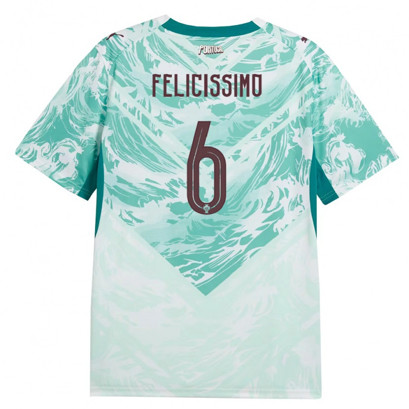 Danxen Niño Camiseta Portugal Eduardo Felicíssimo #6 Azul Cielo Blanco Verde 2ª Equipación 26-28 La Camisa México