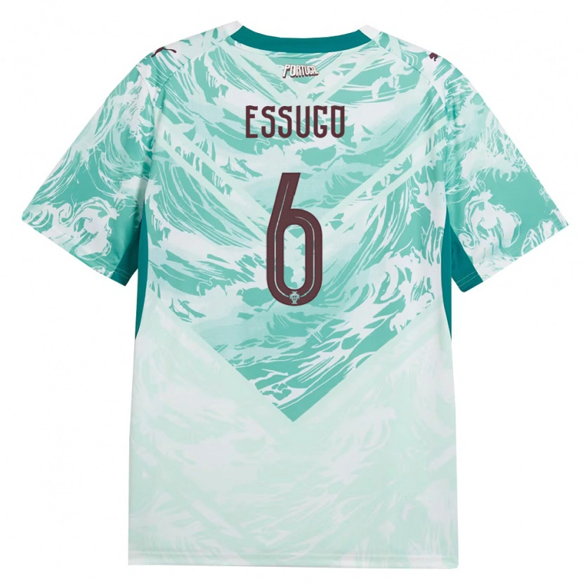 Danxen Niño Camiseta Portugal Dario Essugo #6 Azul Cielo Blanco Verde 2ª Equipación 26-28 La Camisa México
