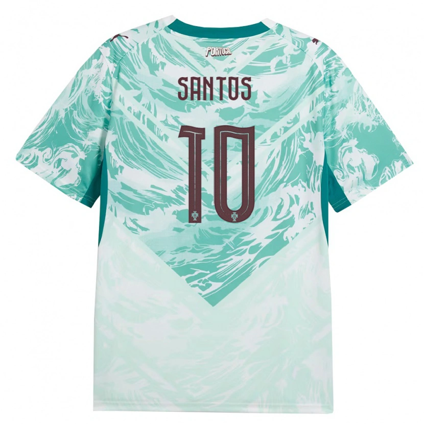 Danxen Niño Camiseta Portugal Pedro Santos #10 Azul Cielo Blanco Verde 2ª Equipación 26-28 La Camisa México