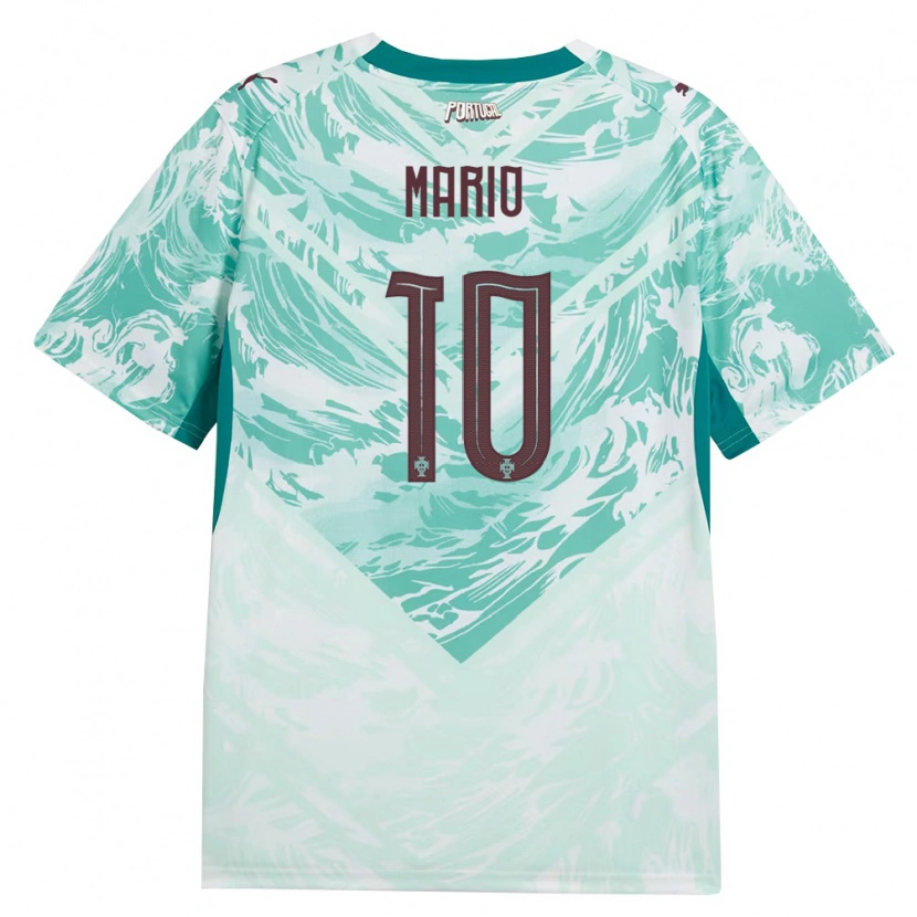 Danxen Niño Camiseta Portugal Joao Mario #10 Azul Cielo Blanco Verde 2ª Equipación 26-28 La Camisa México