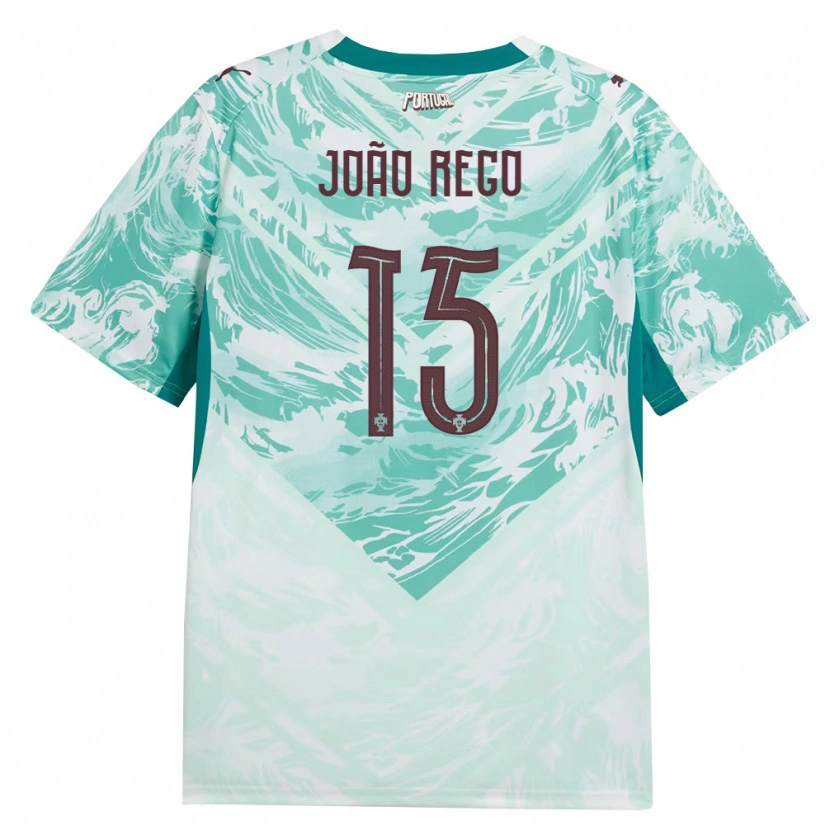 Danxen Niño Camiseta Portugal João Rego #15 Azul Cielo Blanco Verde 2ª Equipación 26-28 La Camisa México