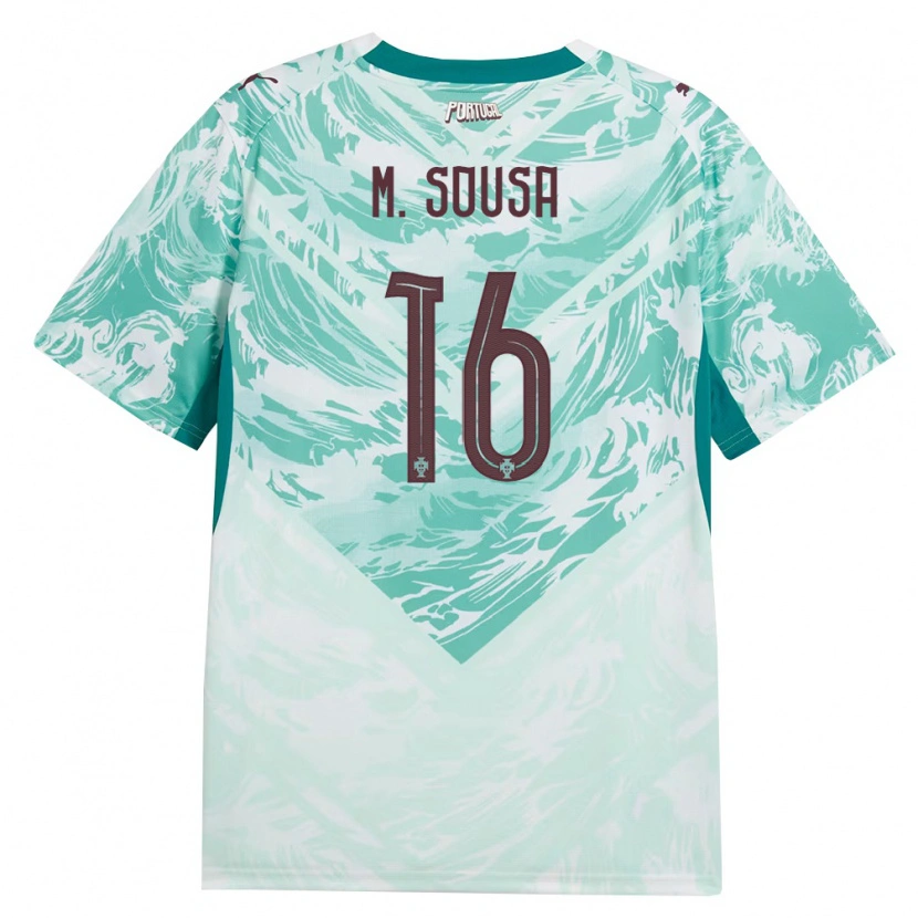 Danxen Niño Camiseta Portugal Martim Sousa #16 Azul Cielo Blanco Verde 2ª Equipación 26-28 La Camisa México