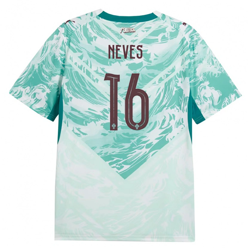 Danxen Niño Camiseta Portugal Gil Neves #16 Azul Cielo Blanco Verde 2ª Equipación 26-28 La Camisa México