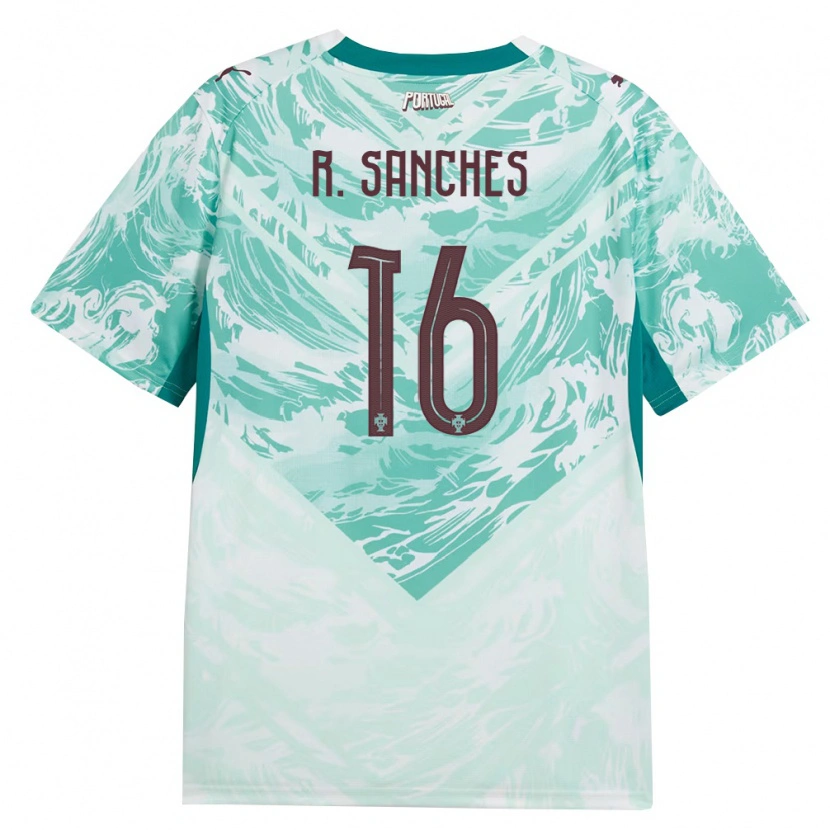 Danxen Niño Camiseta Portugal Renato Sanches #16 Azul Cielo Blanco Verde 2ª Equipación 26-28 La Camisa México