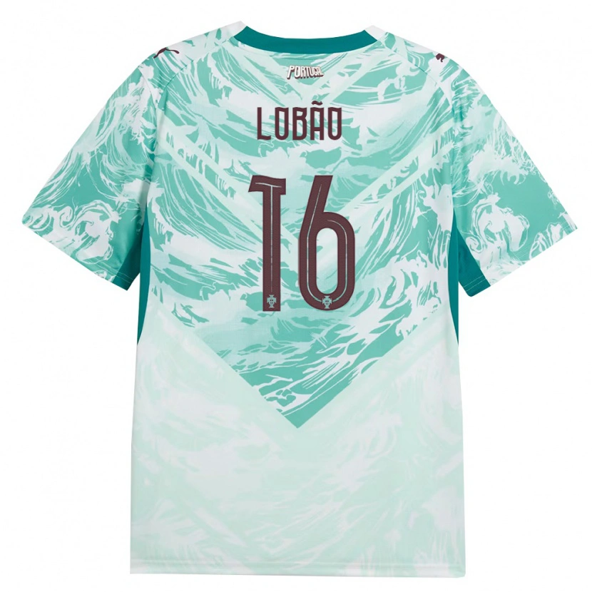 Danxen Niño Camiseta Portugal Diogo Lobao #16 Azul Cielo Blanco Verde 2ª Equipación 26-28 La Camisa México