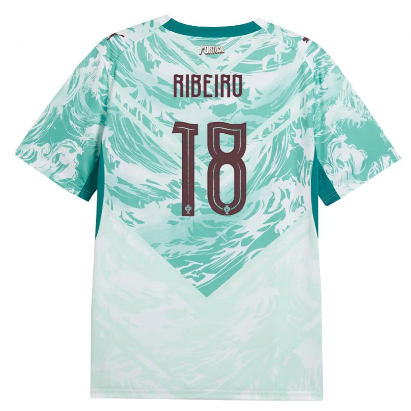 Danxen Niño Camiseta Portugal Rodrigo Ribeiro #18 Azul Cielo Blanco Verde 2ª Equipación 26-28 La Camisa México
