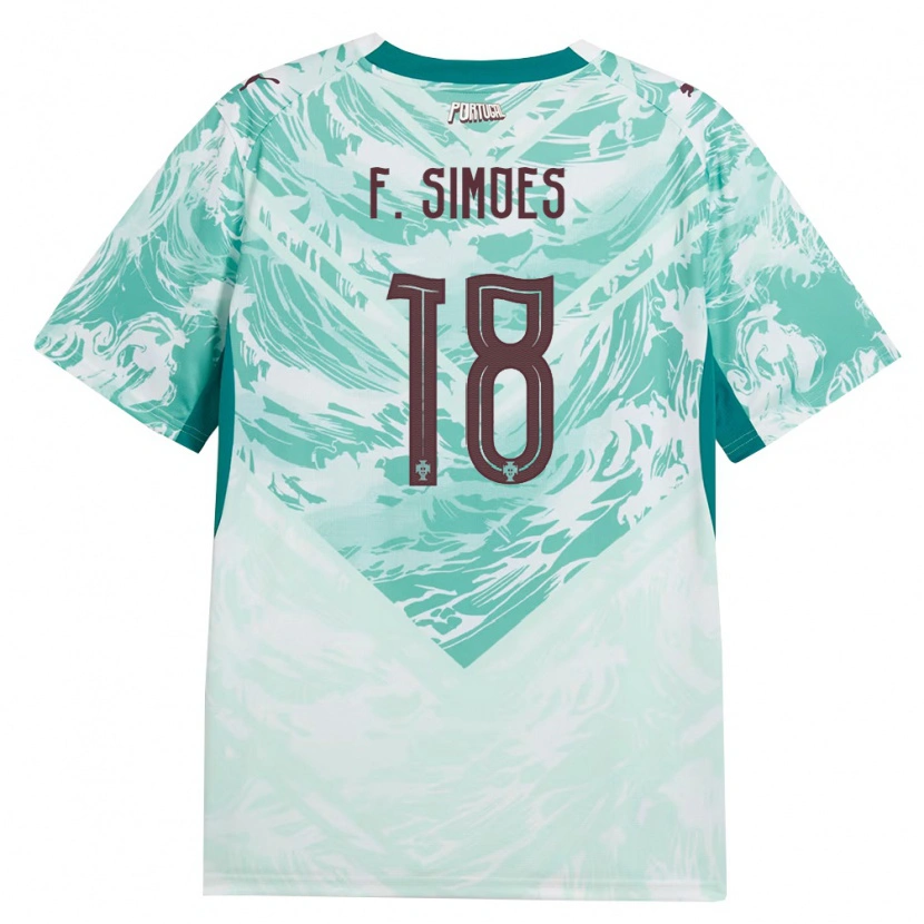Danxen Niño Camiseta Portugal Francisco Simões #18 Azul Cielo Blanco Verde 2ª Equipación 26-28 La Camisa México