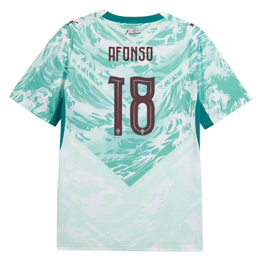 Danxen Niño Camiseta Portugal Jacobo Afonso #18 Azul Cielo Blanco Verde 2ª Equipación 26-28 La Camisa México