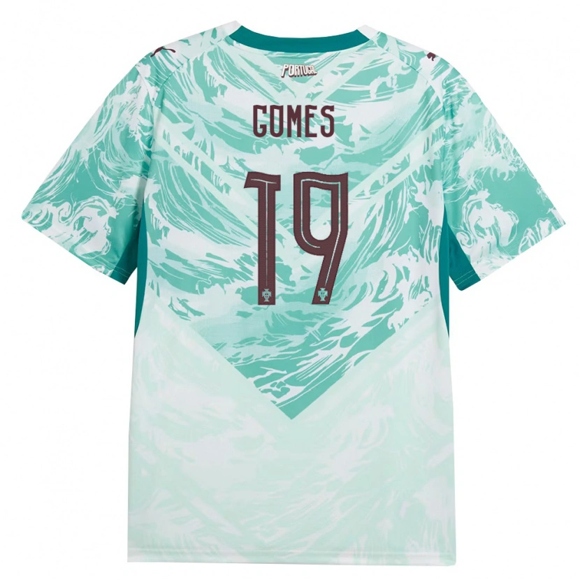 Danxen Niño Camiseta Portugal Diana Gomes #19 Azul Cielo Blanco Verde 2ª Equipación 26-28 La Camisa México