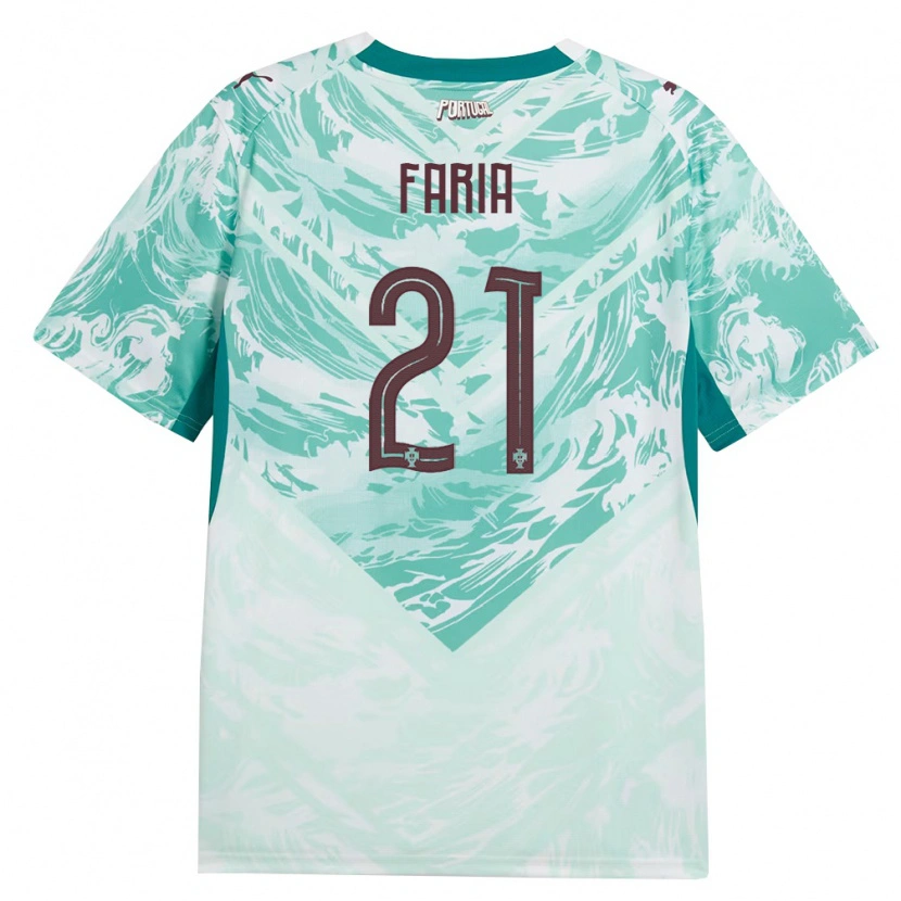 Danxen Niño Camiseta Portugal Andreia Faria #21 Azul Cielo Blanco Verde 2ª Equipación 26-28 La Camisa México